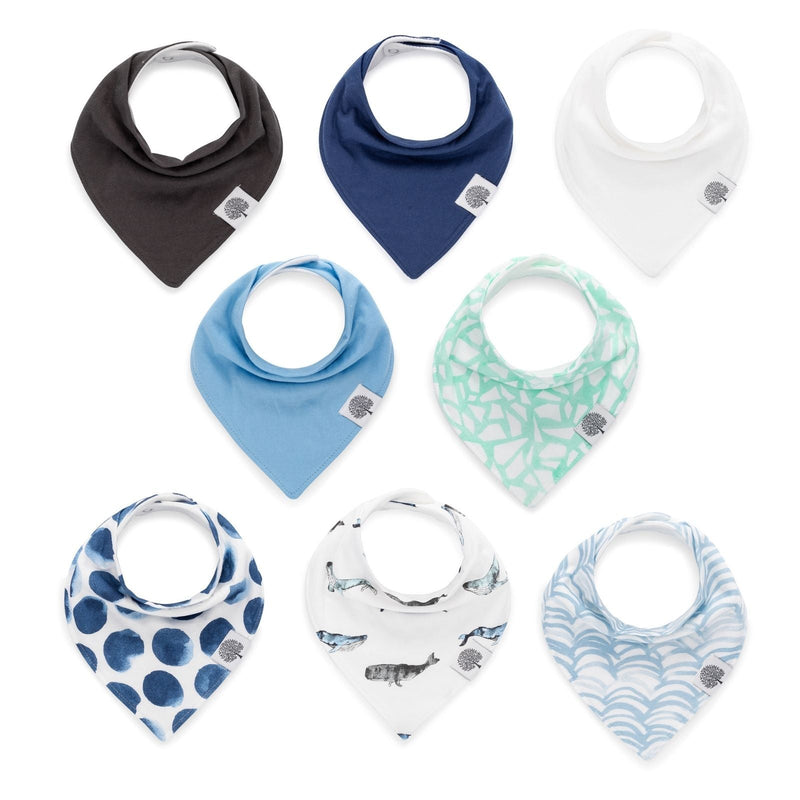Soft baby bandana bibs in modern neutral colors