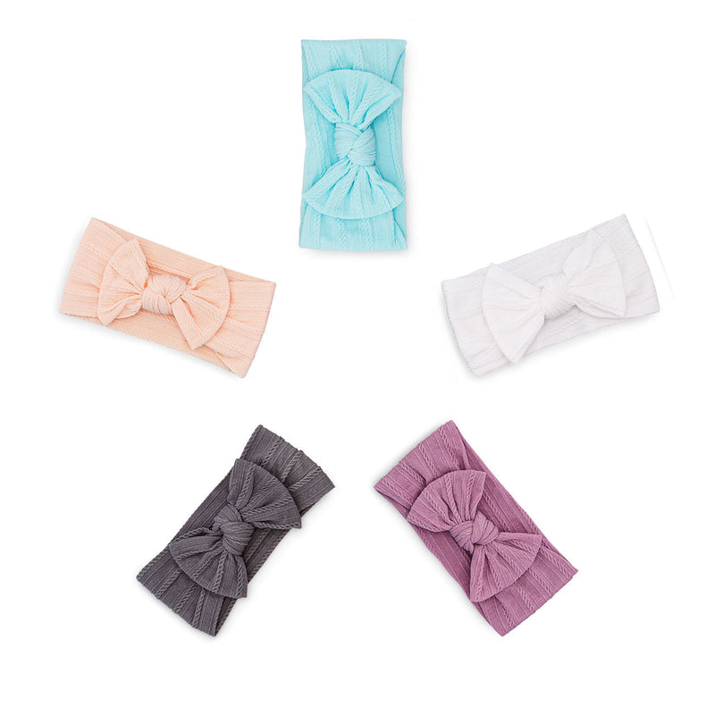 Soft cable knit baby headbands in modern colors