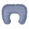 Navy Blue Gingham Ruffle Nursing Pillow Cover