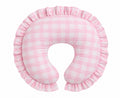 Light Pink Checkered Ruffle Nursing Pillow Cover