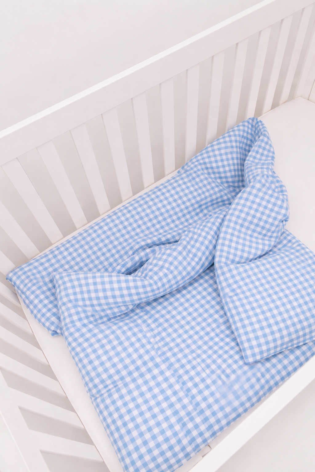 Blue White Gingham Crib Quilted Blanket