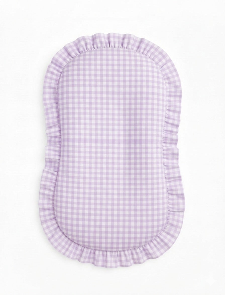 Purple Gingham Ruffle Baby Lounger Cover