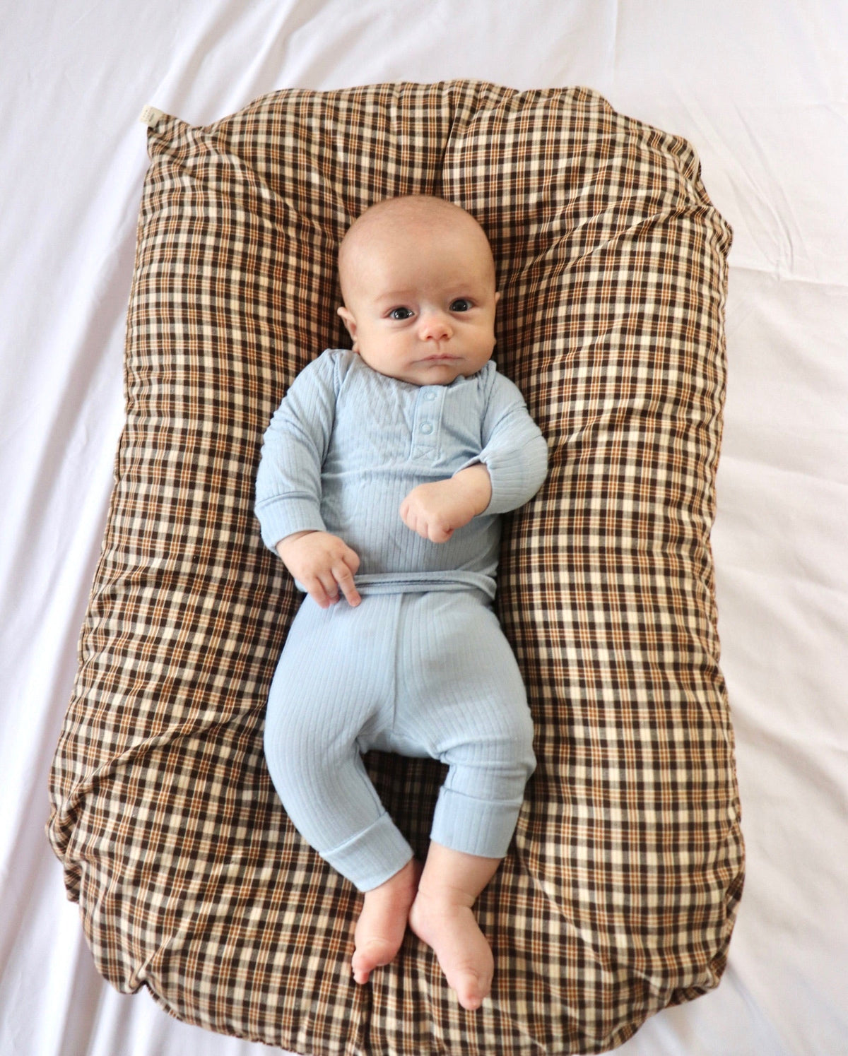 Brown Plaid Ruffle Baby Lounger Cover