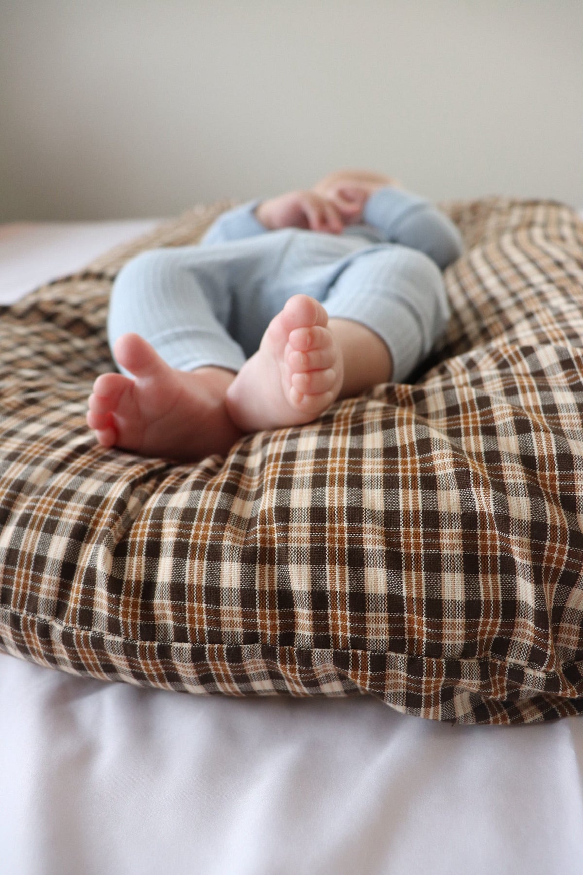 Brown Plaid Ruffle Baby Lounger Cover