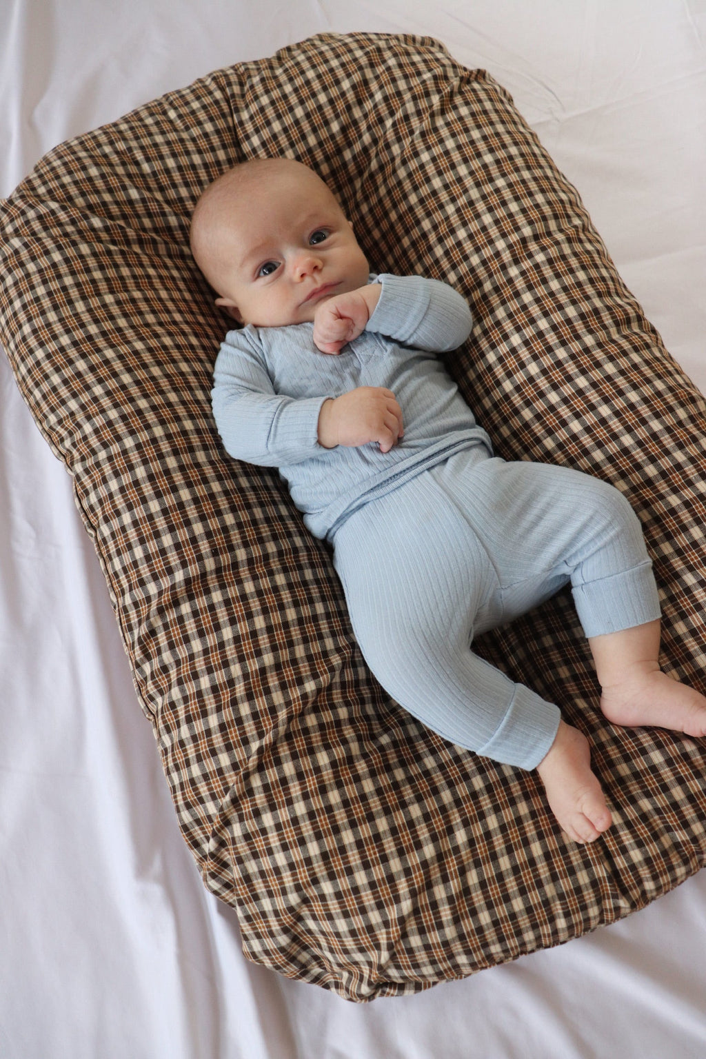 Brown Plaid Ruffle Baby Lounger Cover