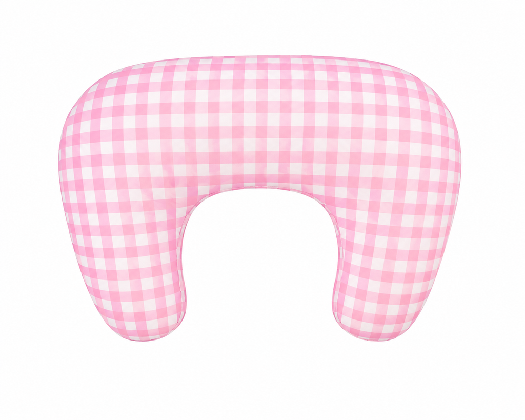 Pink Gingham Ruffle Nursing Pillow Cover