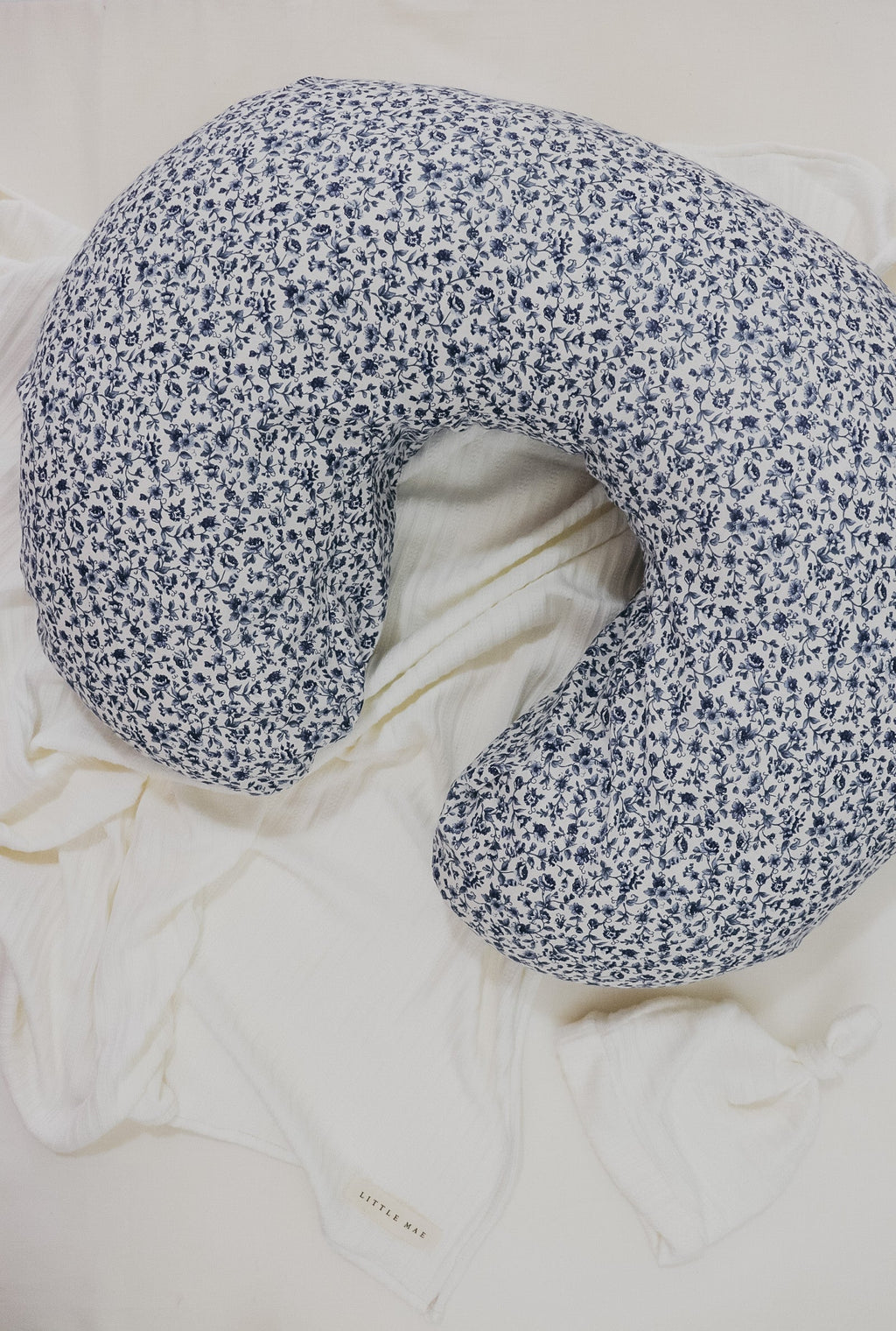 Blue Floral Ruffle Nursing Pillow Cover