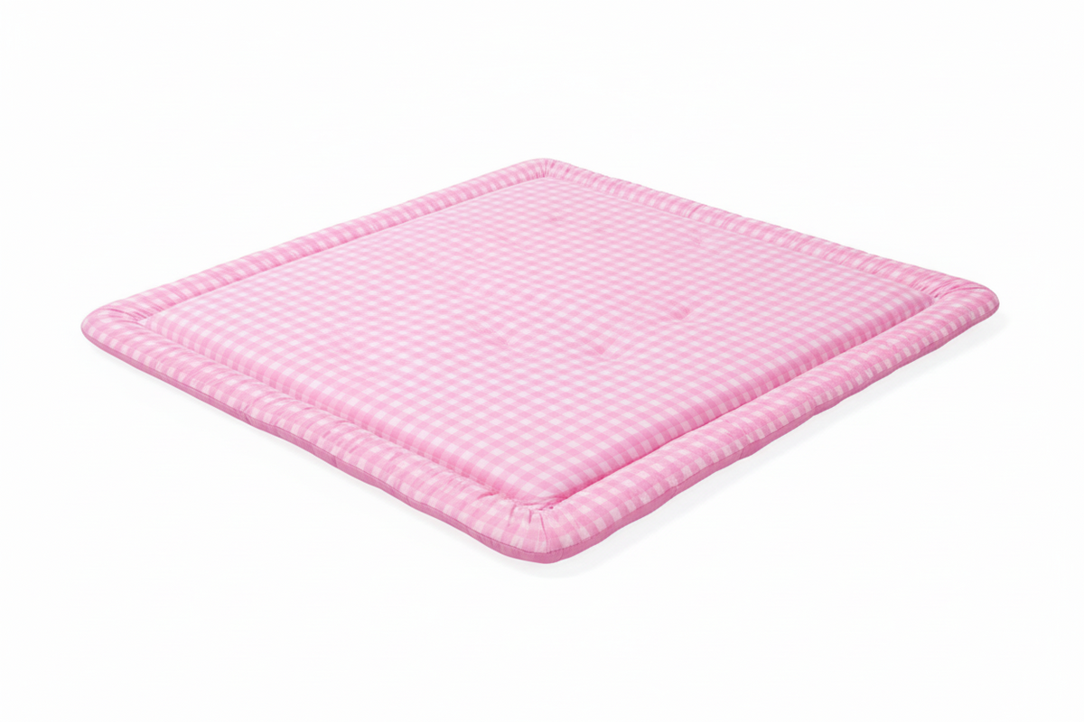 Pink Gingham Padded Baby Play Mat
