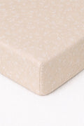 Beige White Floral Crib Sheet