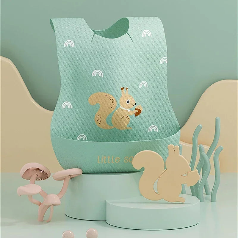 Infant Waterproof Print Bib – Super Soft Saliva Pocket, Children’s Complementary Food Rice Bibs, Burp Cloths, Baby Essentials