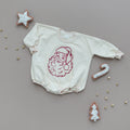 Vintage Santa Graphic Sweatshirt Romper - Cream