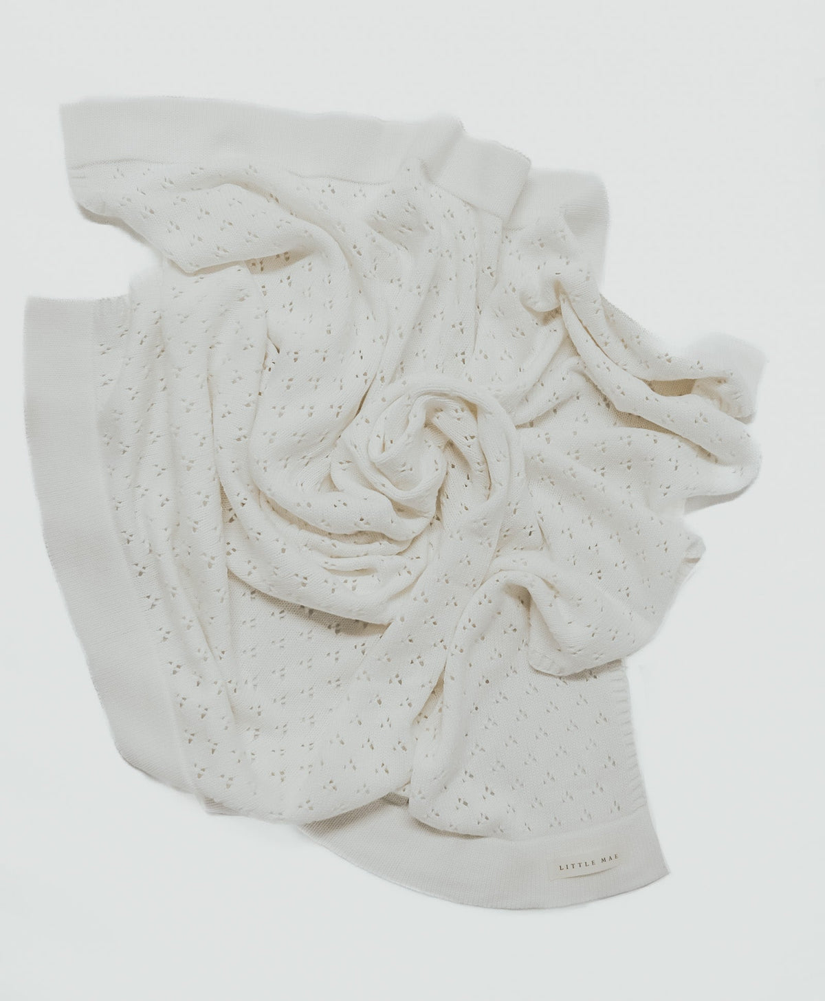 Vanilla White Pointelle Knit Blanket