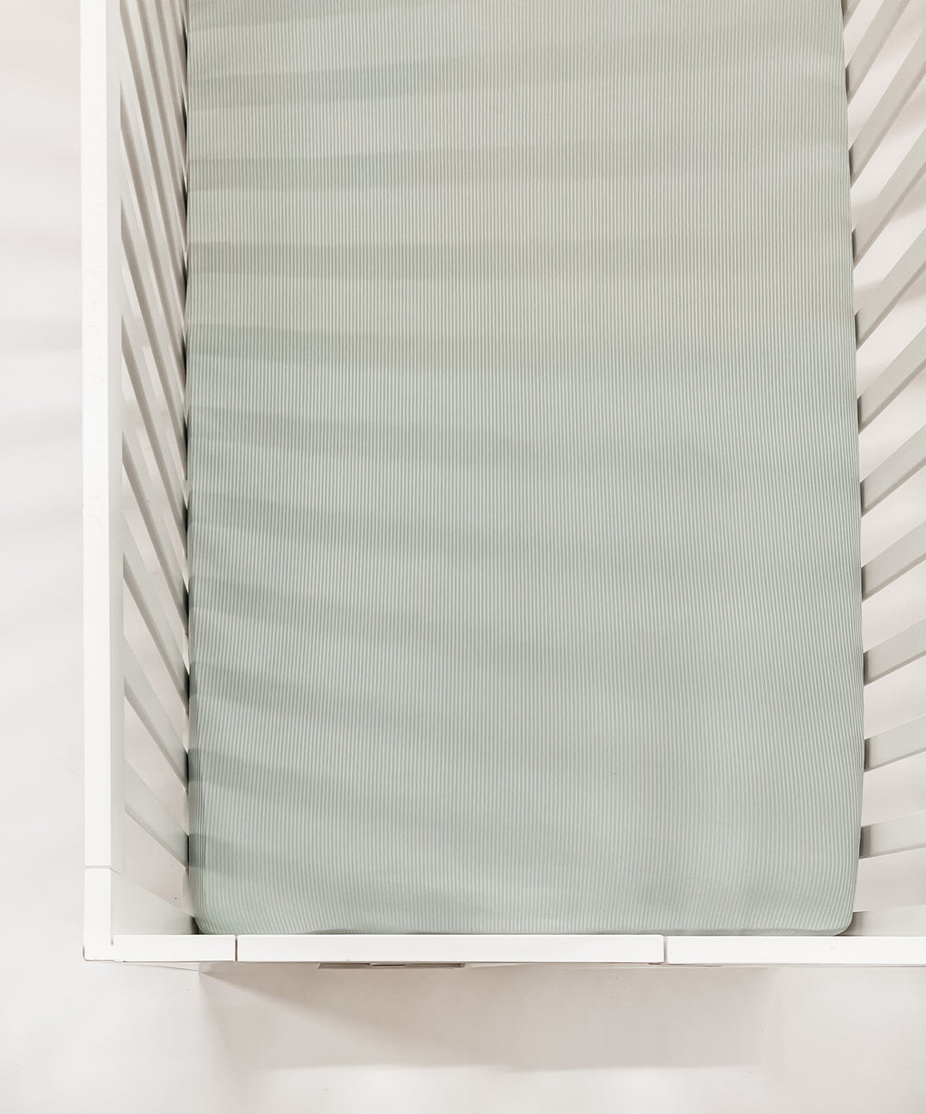 Seafoam Ribbed Crib Sheet