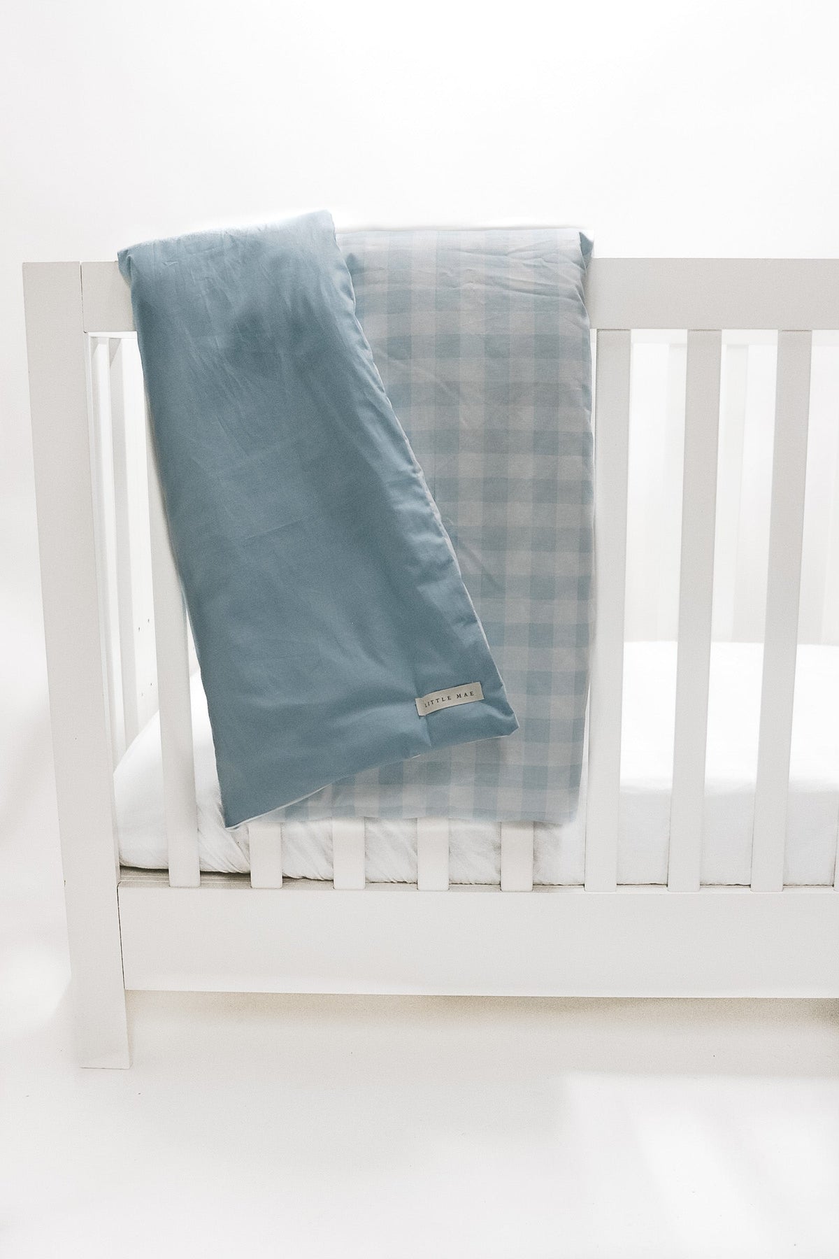 Light Blue Checkered Solid Quilted Blanket