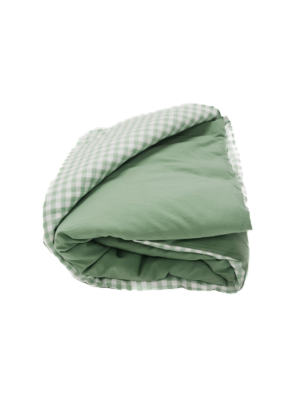 Green Gingham Solid Quilted Blanket