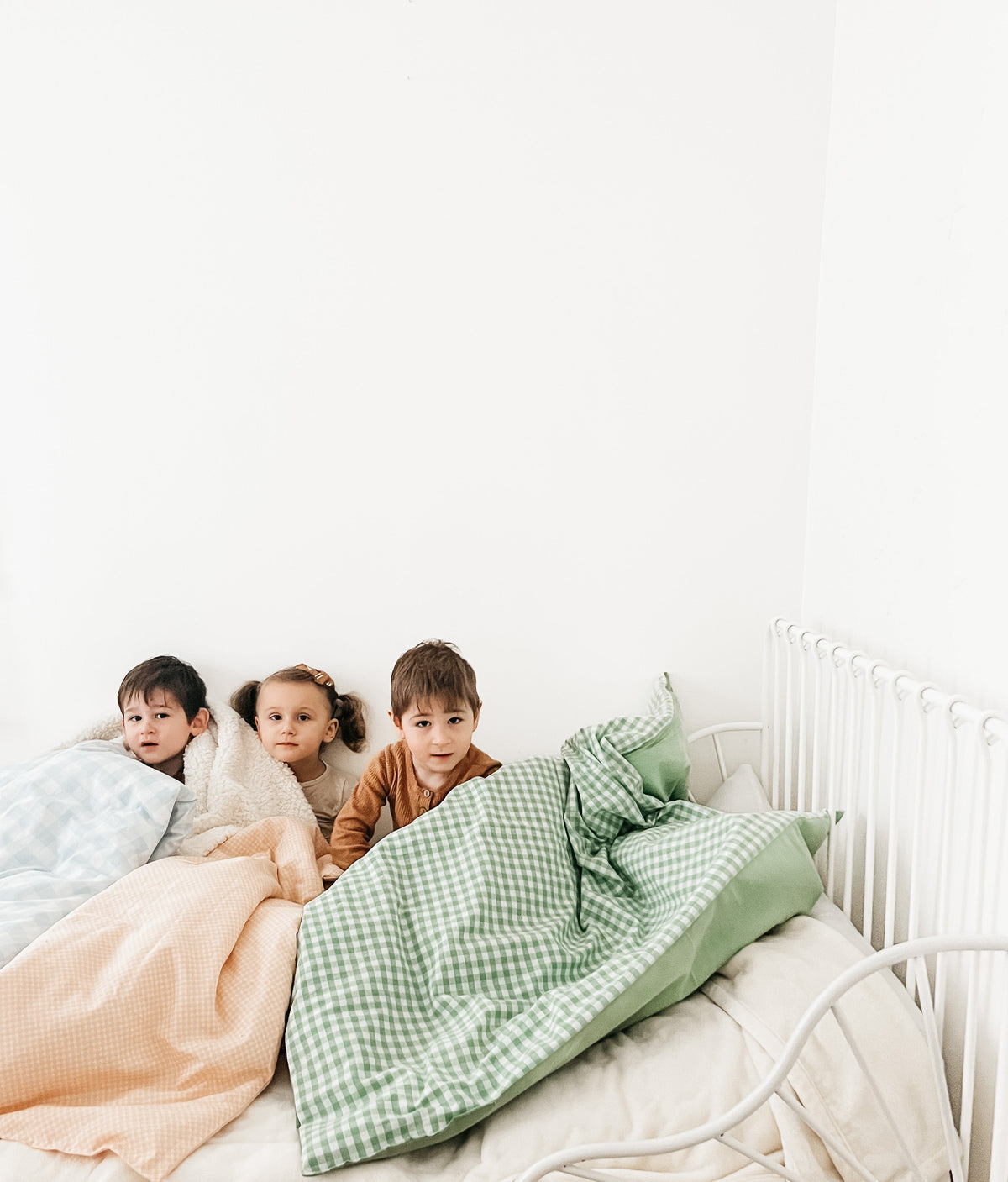 Green Gingham Solid Quilted Blanket