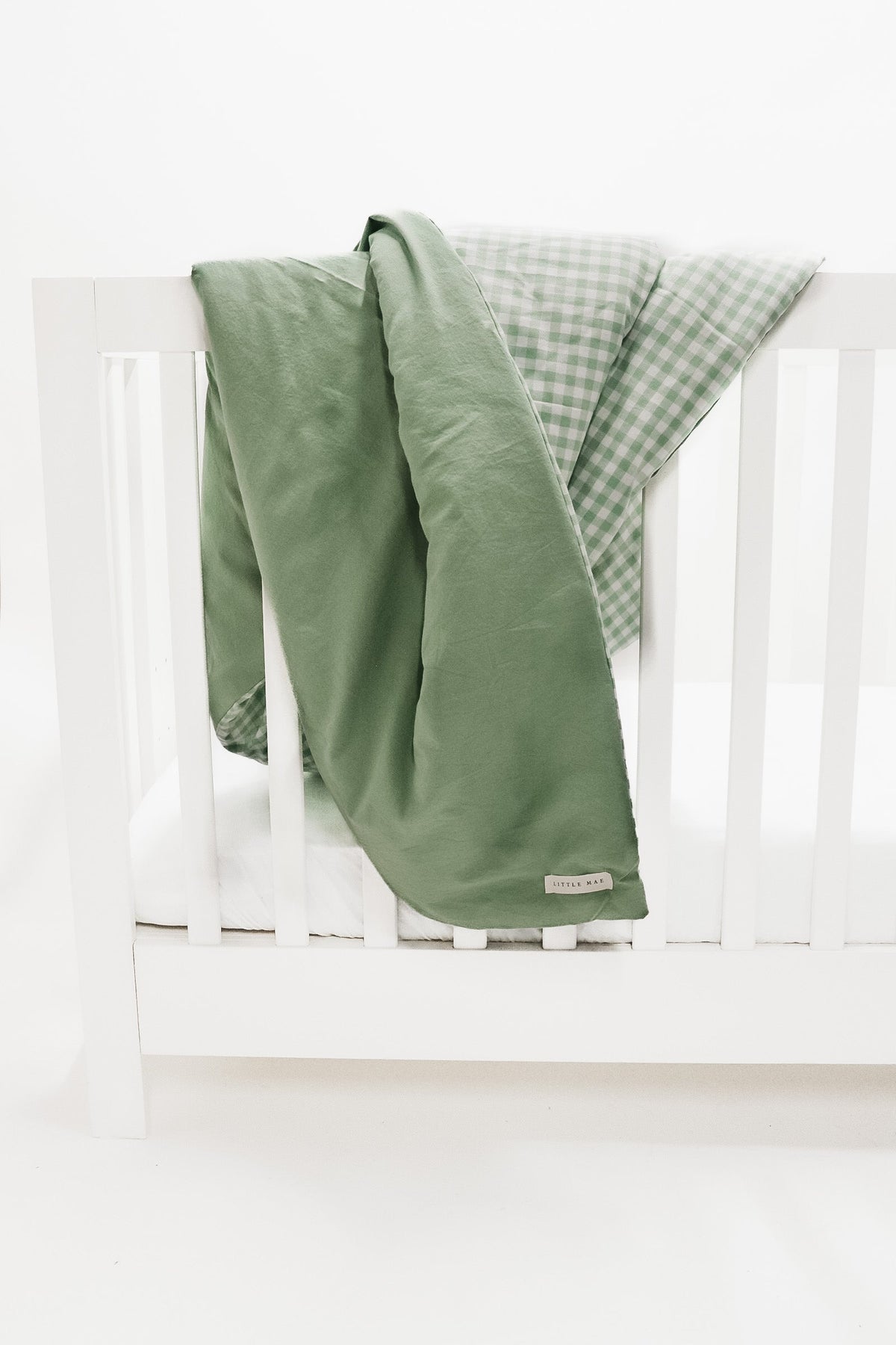 Green Gingham Solid Quilted Blanket
