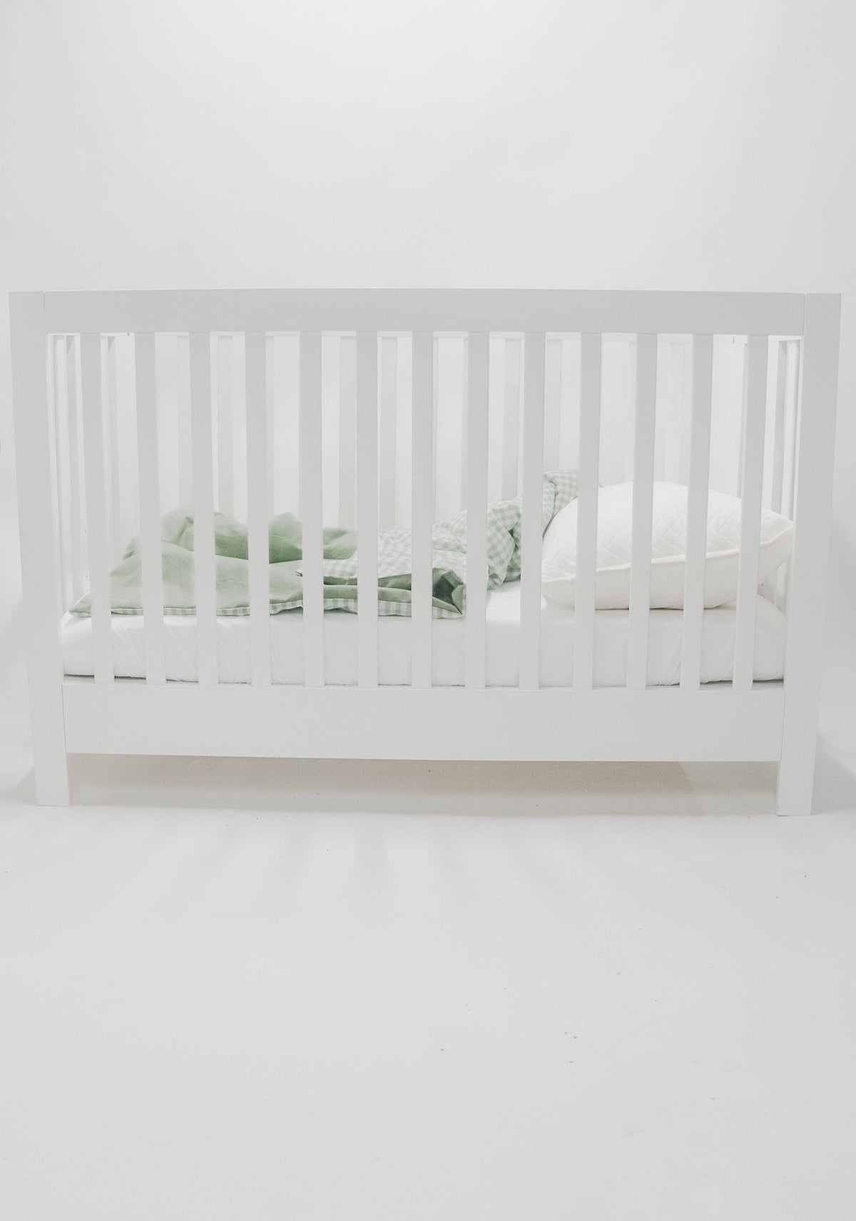 Green Gingham Solid Quilted Blanket