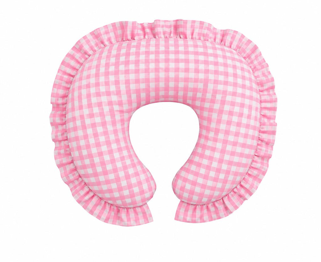 Pink Gingham Nursing Pillow Cover